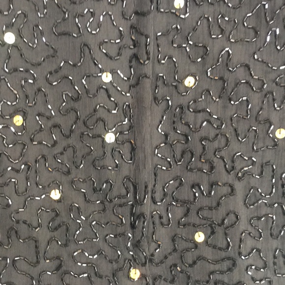 BEADED SILK Sequined Evening Special Occasion Formal Dressy w/Scalloped Edges - Picture 14 of 14